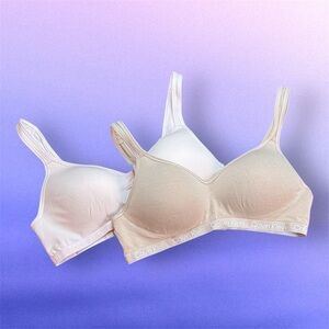 NEW! 2X Calvin Klein Blush Pink & Nude Wireless Modest Push Up Bras sz L